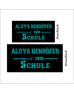 Duschtuch / Strandtuch "AHS" College, schwarz